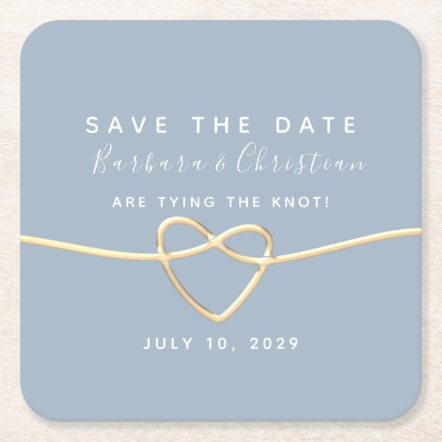 Modern Wedding Save The Date Invitation Square Paper Coaster (Front)