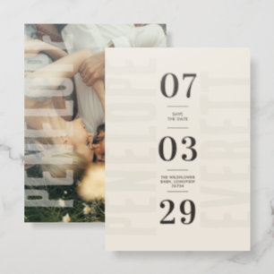 Modern wedding Save the Date Minimal elegant type Letterpress Photo Cards