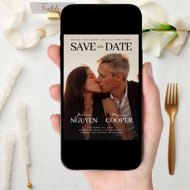 Modern Wedding Save The Date Movie Post card (Front Digital)