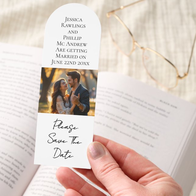 Modern Wedding Save The Date Photo Bookmarks (Hand)