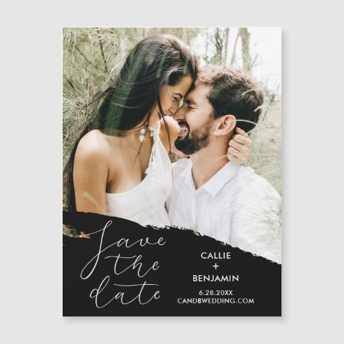 Modern Wedding Save the Date Photo  Brushstroke