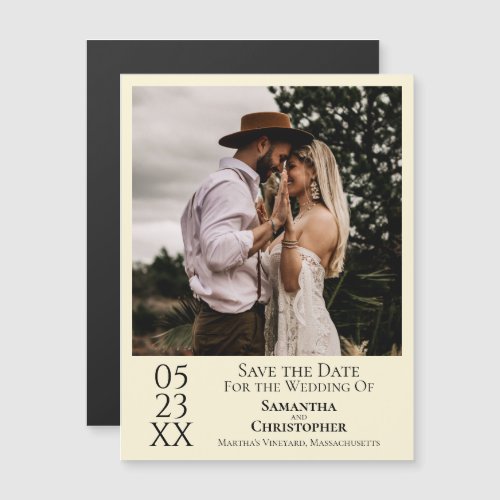 Modern Wedding Save the Date Photo Ivory Magnet