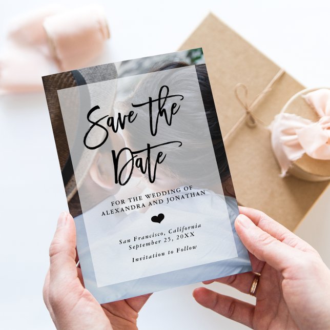 Modern Wedding Save the Date | Photo with Overlay Magnetic Invitation