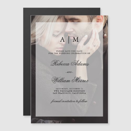 Modern Wedding Save the Date  Photo with Overlay Magnetic Invitation