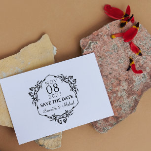 Modern Wedding Save the Date  Rubber Stamp