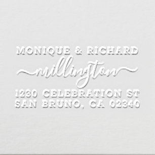 Modern Wedding Script Family Name & Return Address Embosser
