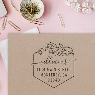 Modern Wedding Script Family Name & Return Address Self-inking Stamp