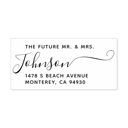 Modern Wedding Script Family Name  Return Address Self_inking Stamp