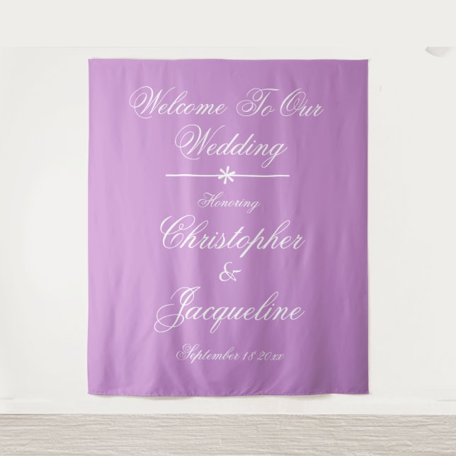 Modern Wedding Script Name Chic Mauve Backdrop  (Front)
