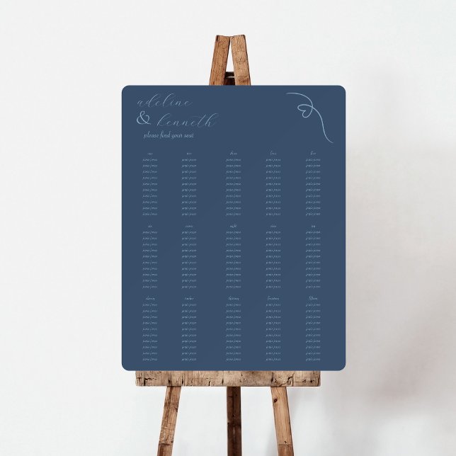 Modern Wedding Seating Chart | Dark Blue Foam Board (Creator Uploaded)