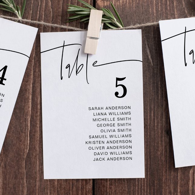 Modern Wedding Seating Chart Individual Card (Modern Individual Hanging Seating Chart Cards)