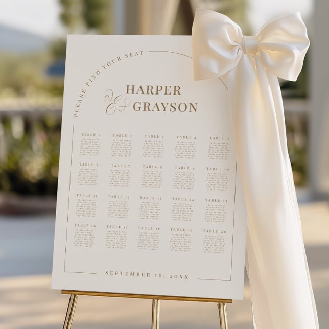 Modern Wedding Seating Chart Minimal 20 Table Sign (Creator Uploaded)