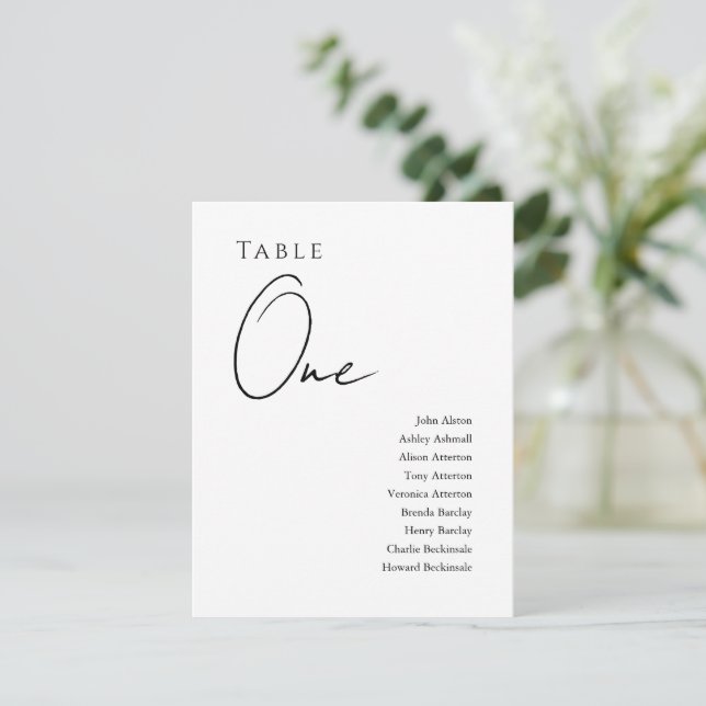 Modern Wedding Seating Chart, Minimalist Card  (Standing Front)