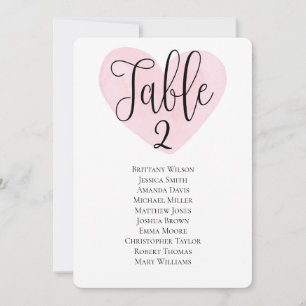 Modern wedding seating chart Pink heart table plan Invitation