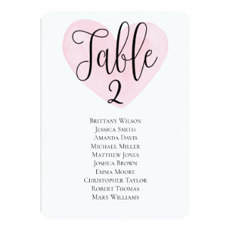Modern wedding seating chart Pink heart table plan Invitation