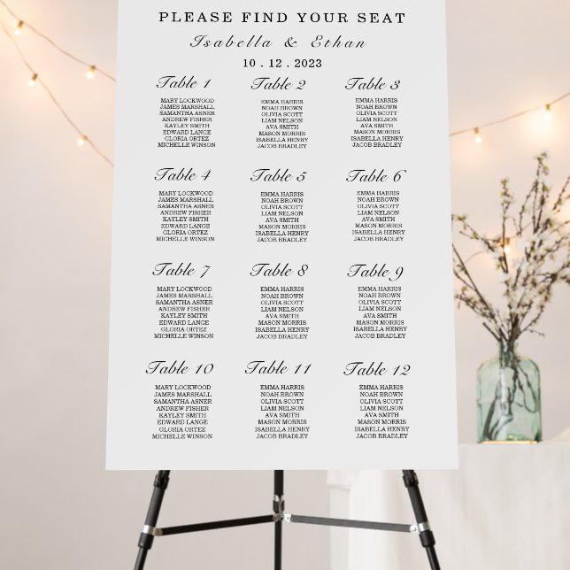 Modern Wedding Seating Chart Template  Foam Board (In Situ (Stand))