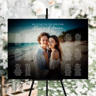 Modern wedding seating chart with photo