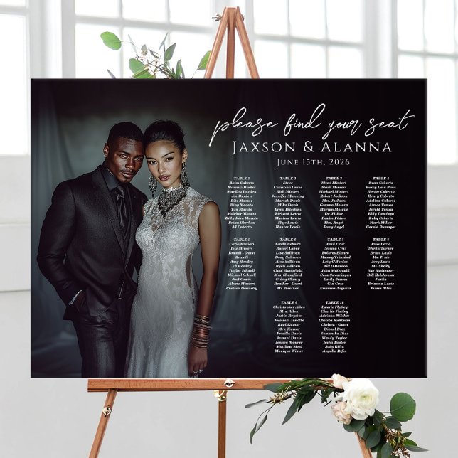 Modern wedding seating chart with photo 10 tables foam board (Creator Uploaded)