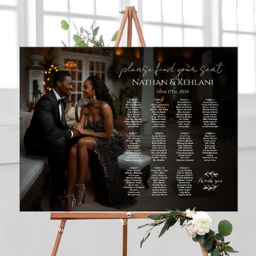 Modern wedding seating chart with photo 11 tables foam board