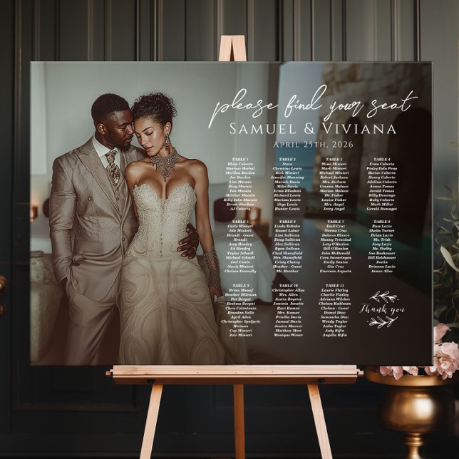 Modern wedding seating chart with photo 11 tables foam board (Creator Uploaded)