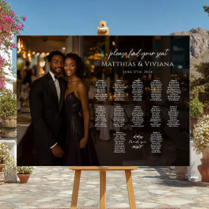 Modern wedding seating chart with photo 12 tables foam board