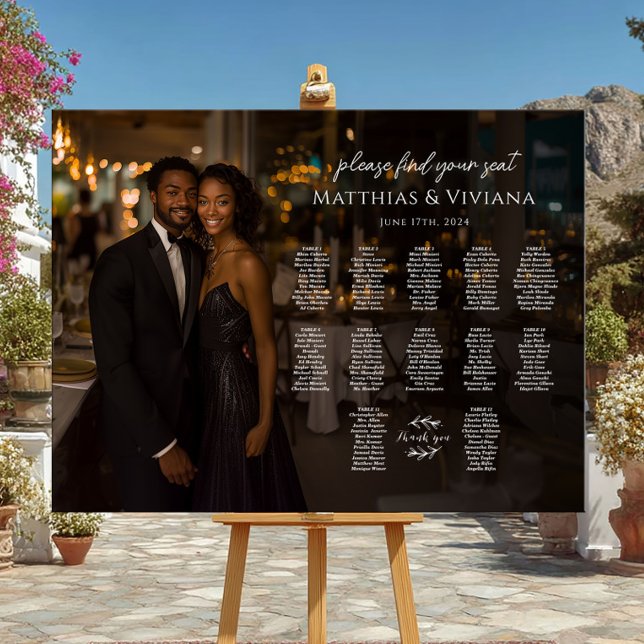 Modern wedding seating chart with photo 12 tables foam board (Creator Uploaded)