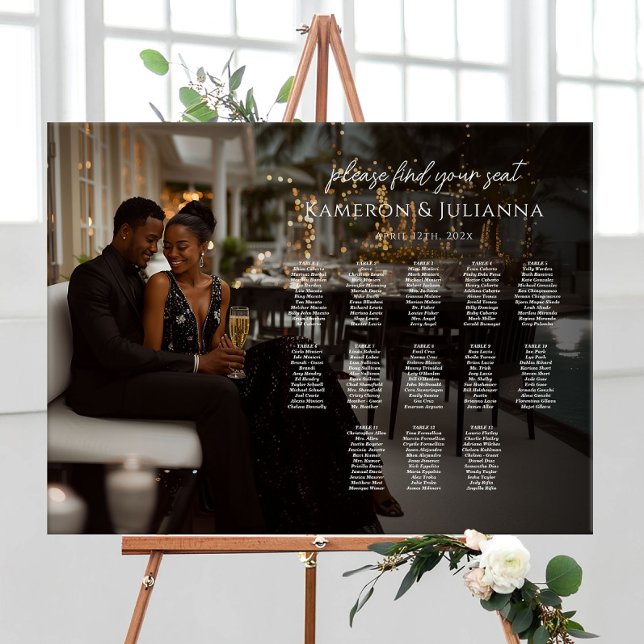 Modern wedding seating chart with photo 13 tables foam board (Creator Uploaded)