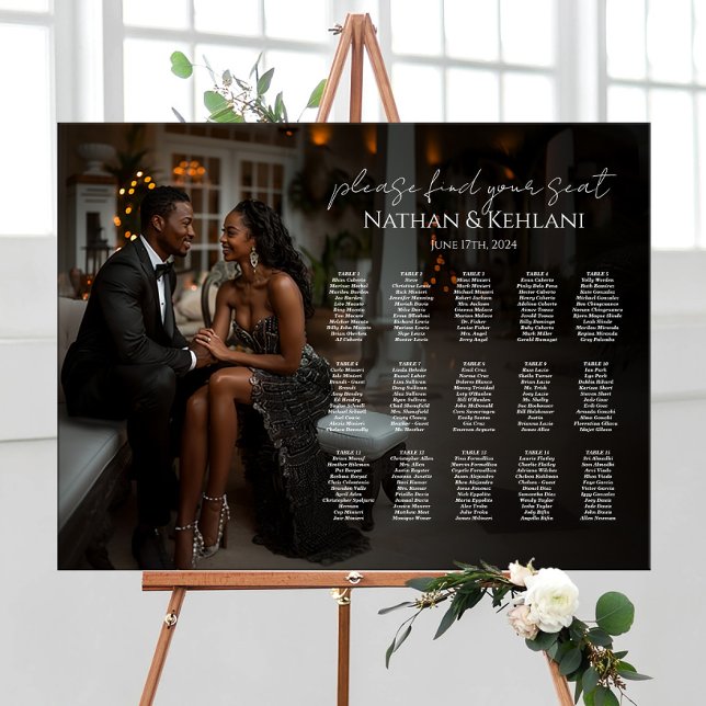 Modern wedding seating chart with photo 15 tables foam board (Creator Uploaded)