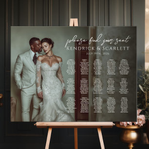 Modern wedding seating chart with photo 15 tables foam board