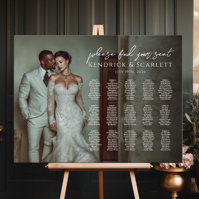 Modern wedding seating chart with photo 15 tables foam board (Creator Uploaded)