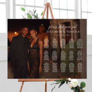 Modern wedding seating chart with photo 15 tables foam board
