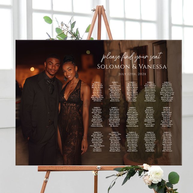 Modern wedding seating chart with photo 15 tables foam board (Creator Uploaded)