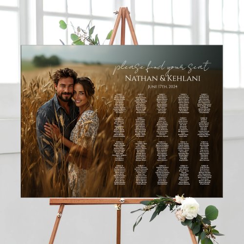 Modern wedding seating chart with photo 20 tables foam board