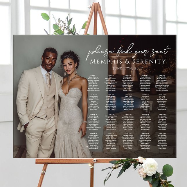Modern wedding seating chart with photo 20 tables foam board (Creator Uploaded)