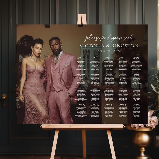 Modern wedding seating chart with photo 20 tables foam board (Creator Uploaded)