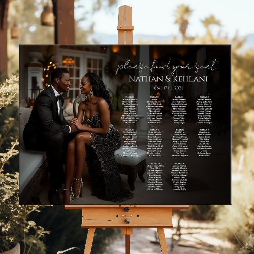 Modern wedding seating chart with photo 9 tables foam board