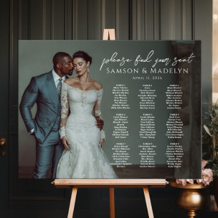 Modern wedding seating chart with photo 9 tables foam board