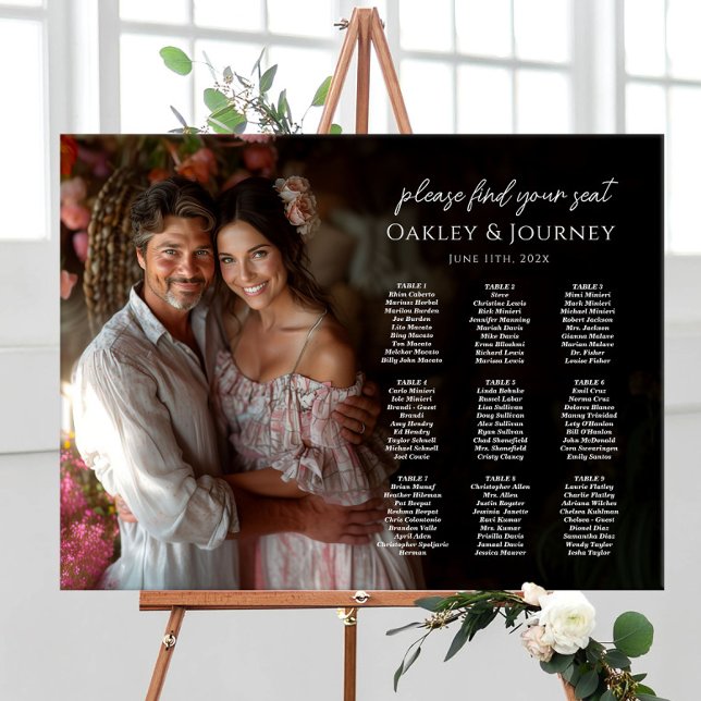 Modern wedding seating chart with photo 9 tables foam board (Creator Uploaded)