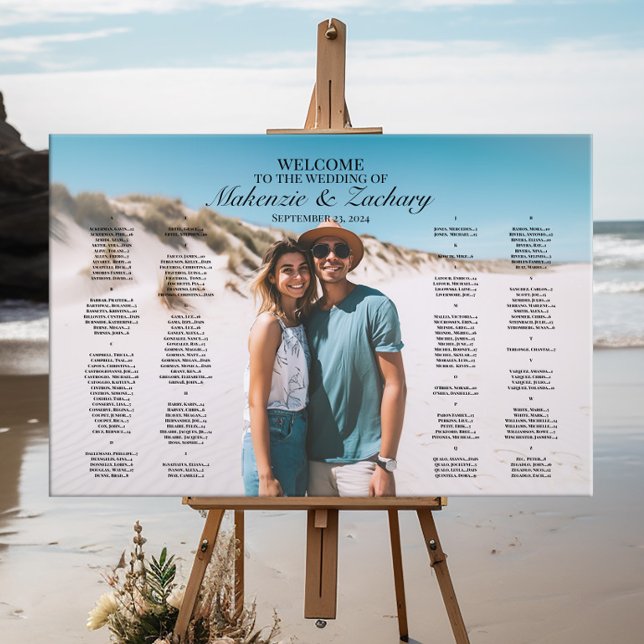 Modern wedding seating chart with photo, elegant (Creator Uploaded)