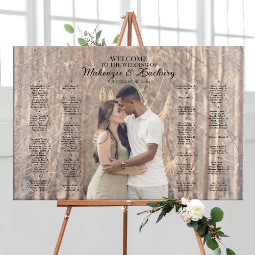 Modern wedding seating chart with photo elegant