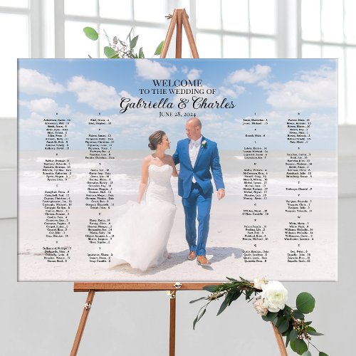 Modern wedding seating chart with photo elegant canvas print