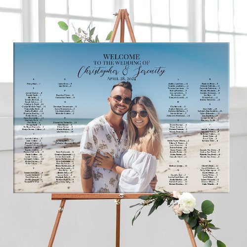 Modern wedding seating chart with photo elegant canvas print