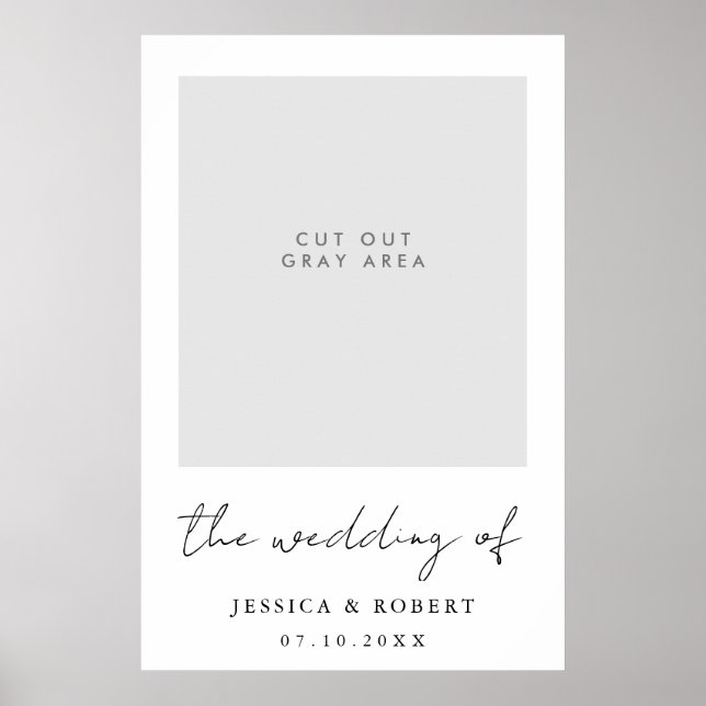 Modern Wedding Selfie Photo Booth Frame Poster (Front)