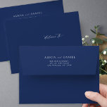 Modern wedding sender return address navy blue envelope<br><div class="desc">Elegant stylish simple minimalist navy blue wedding invitation envelope with personalized script sender return address.</div>