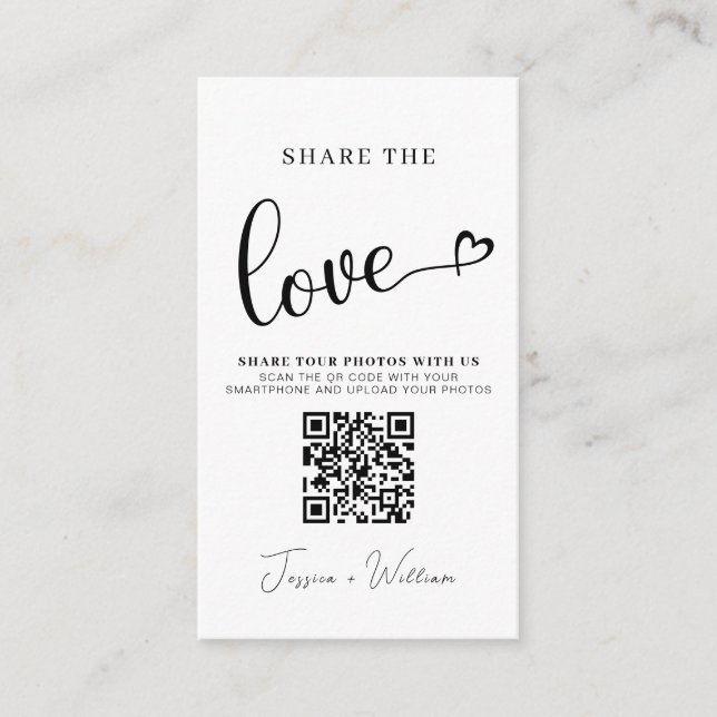 Modern Wedding Share the love Qr Code Enclosure Card (Front)