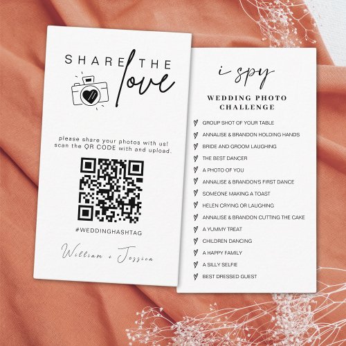 Modern Wedding Share the love QR CODE Enclosure Card