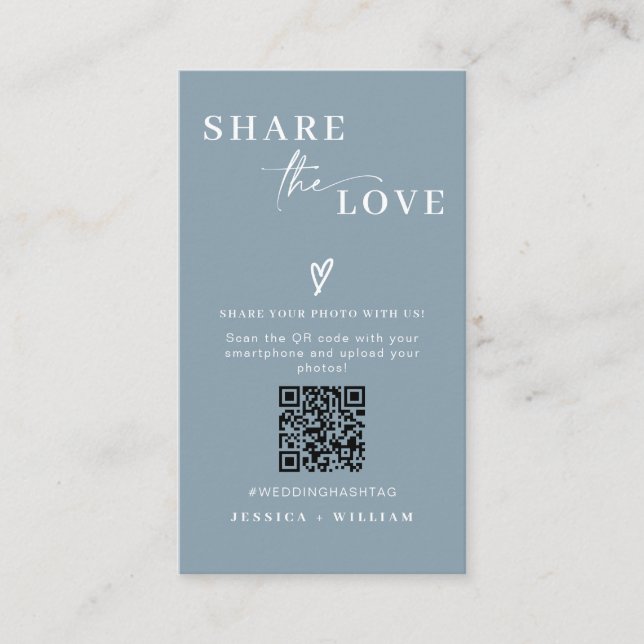 Modern Wedding Share the love QR Code Enclosure Card (Front)