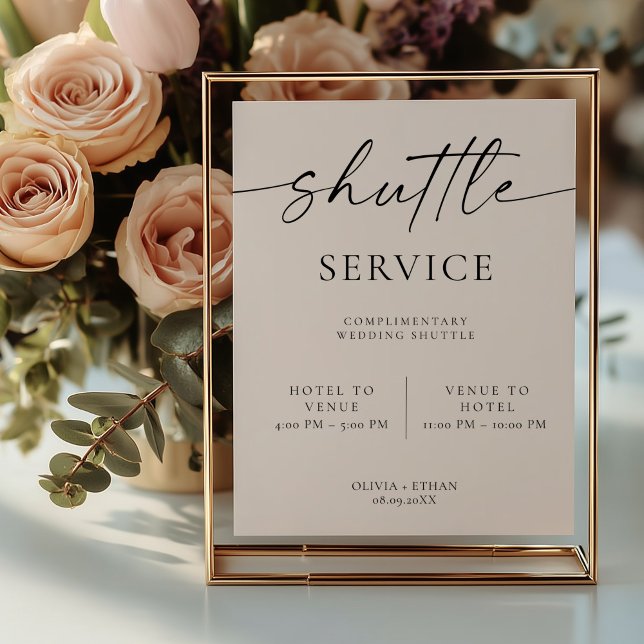 Modern Wedding Shuttle Service Sign (Wedding Shuttle Sign)