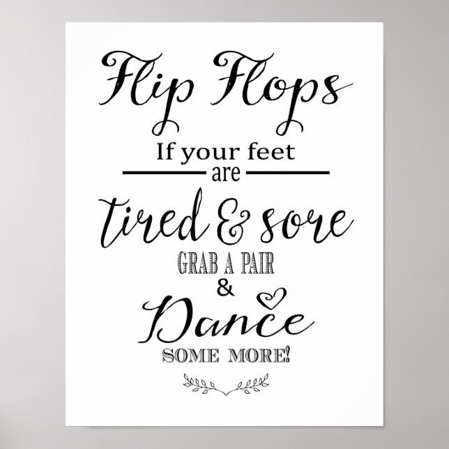 Modern wedding sign Flip Flop Dance print (Front)