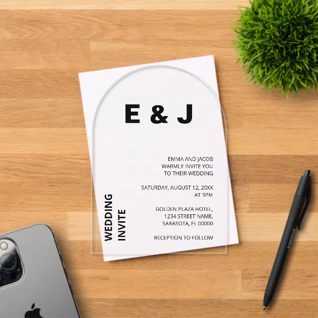 Modern Wedding Simple Bold Acrylic Invitation | Zazzle